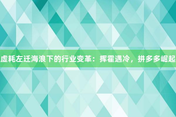 虚耗左迁海浪下的行业变革：挥霍遇冷，拼多多崛起