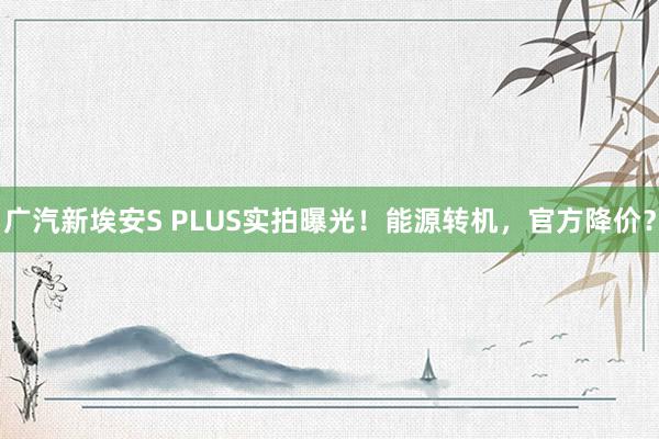 广汽新埃安S PLUS实拍曝光！能源转机，官方降价？