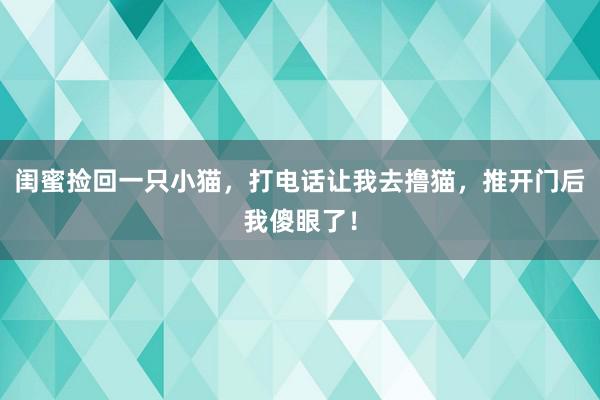 闺蜜捡回一只小猫，打电话让我去撸猫，推开门后我傻眼了！