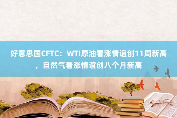 好意思国CFTC：WTI原油看涨情谊创11周新高，自然气看涨情谊创八个月新高