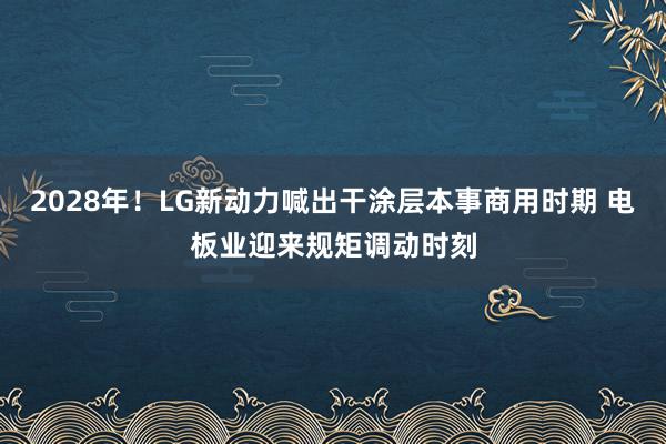 2028年！LG新动力喊出干涂层本事商用时期 电板业迎来规矩调动时刻