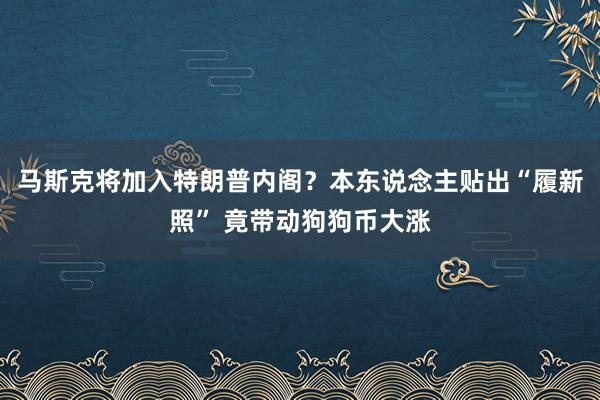 马斯克将加入特朗普内阁？本东说念主贴出“履新照” 竟带动狗狗币大涨