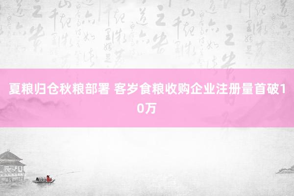 夏粮归仓秋粮部署 客岁食粮收购企业注册量首破10万