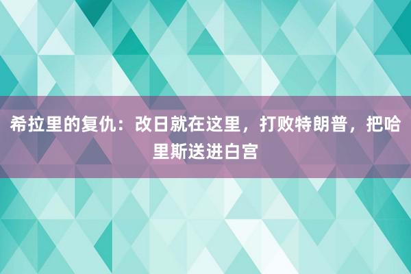 希拉里的复仇：改日就在这里，打败特朗普，把哈里斯送进白宫