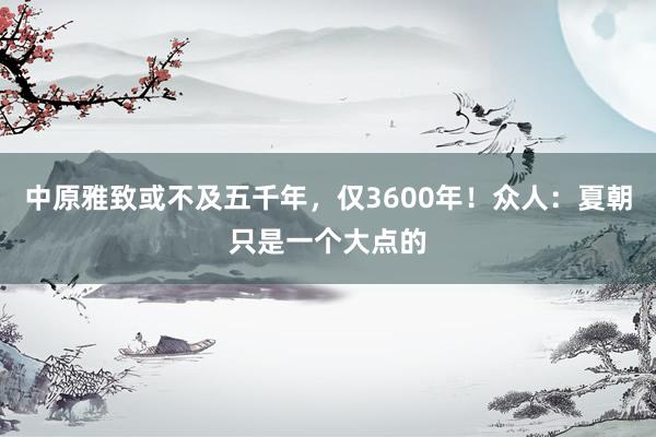 中原雅致或不及五千年，仅3600年！众人：夏朝只是一个大点的