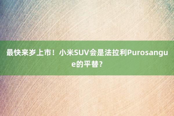 最快来岁上市！小米SUV会是法拉利Purosangue的平替？